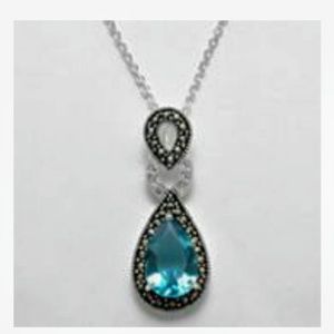 Blue Crystal Teardrop Pendant